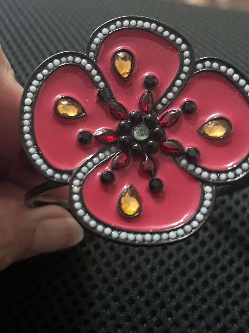 Loulou de la Falaise Pink Floral Enamel Statement Ring - Women's Jewelry